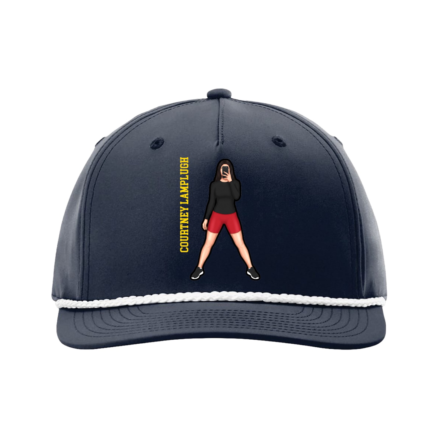 Five-Panel Classic Rope Cap — Name Vertical in Navy