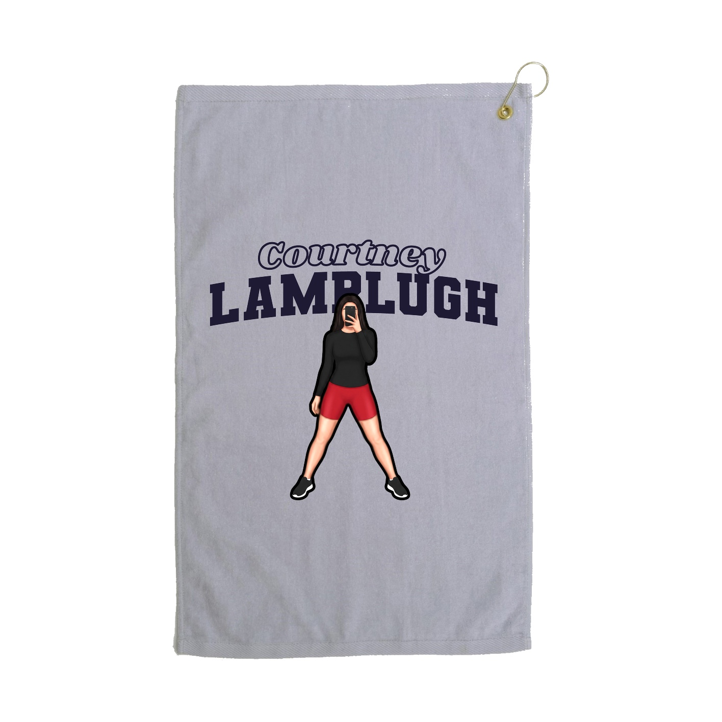 Golf Towel — Name Arch in Grey