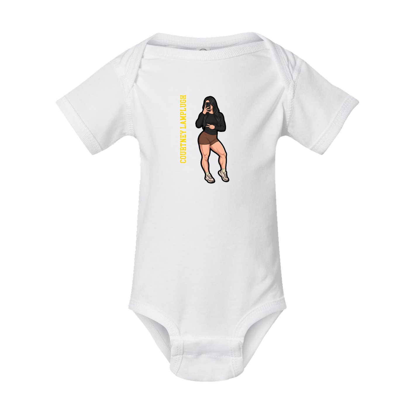Baby Onesie — Name Vertical in White