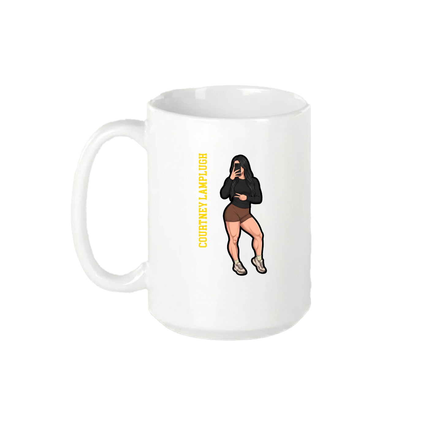 15oz Coffee Mug — Name Vertical in White