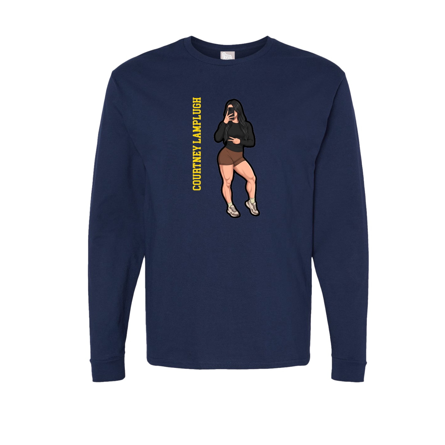 Long Sleeve Tee — Name Vertical in Navy