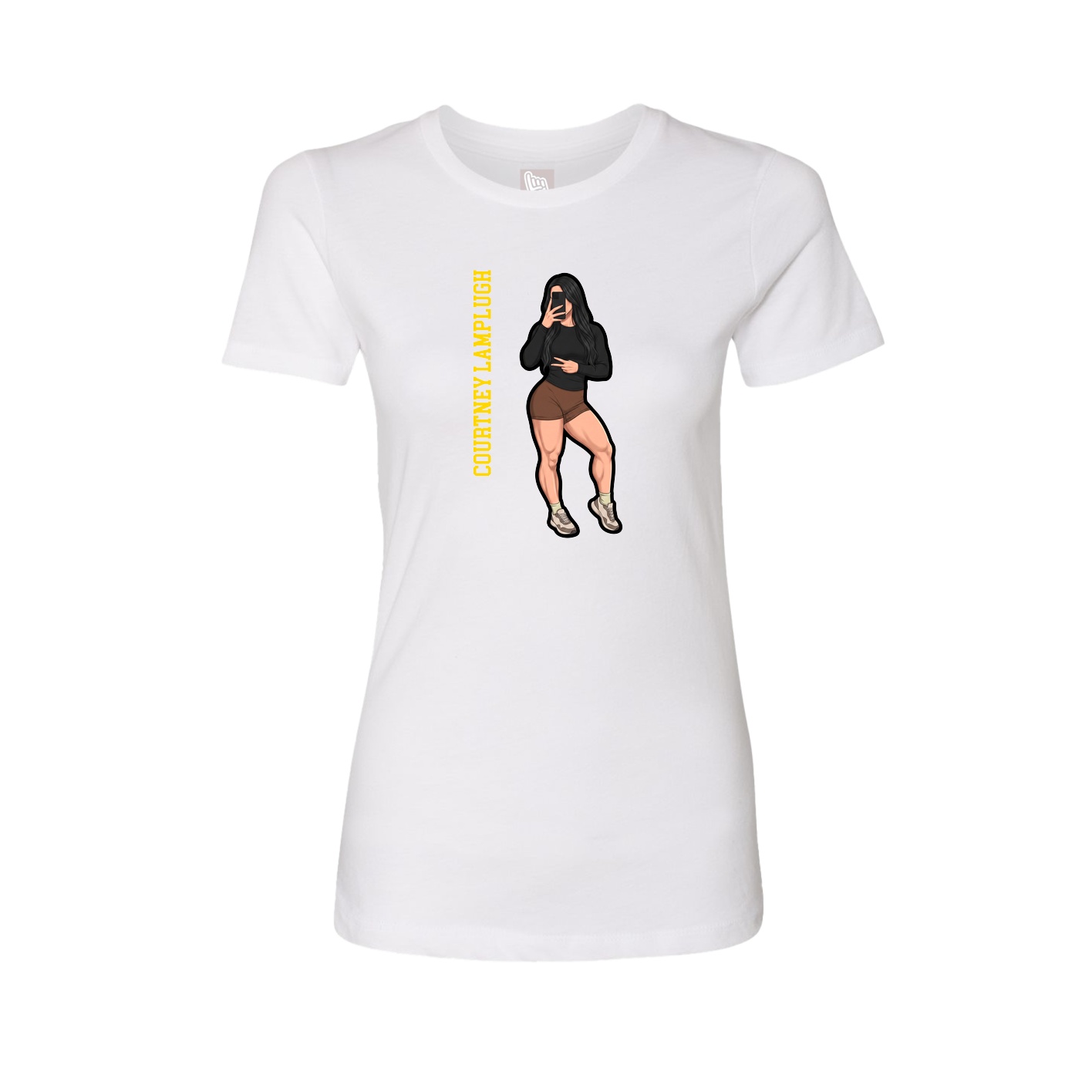 Fitted Women's Tee — Name Vertical in White