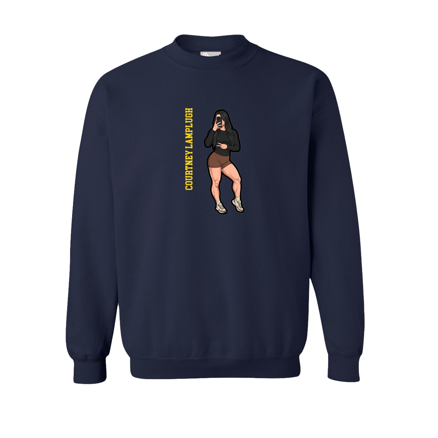 Fleece Crew — Name Vertical in Navy