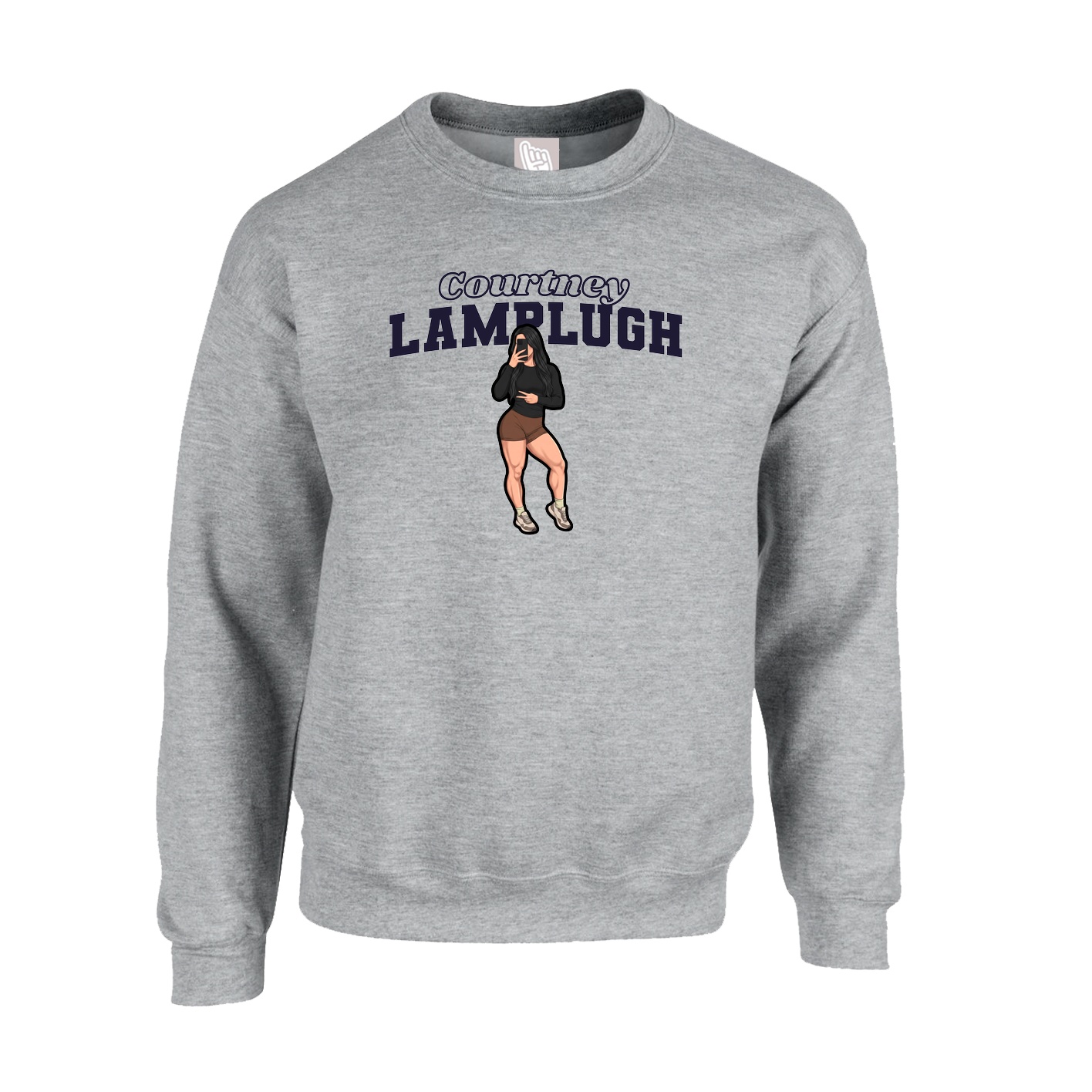 Fleece Crew — Name Arch in Grey