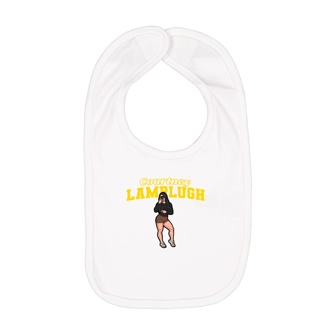 Infant Bib — Name Arch in White