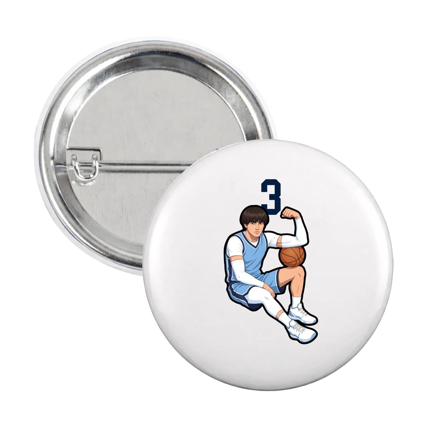 Game Day Button — Number Top in White