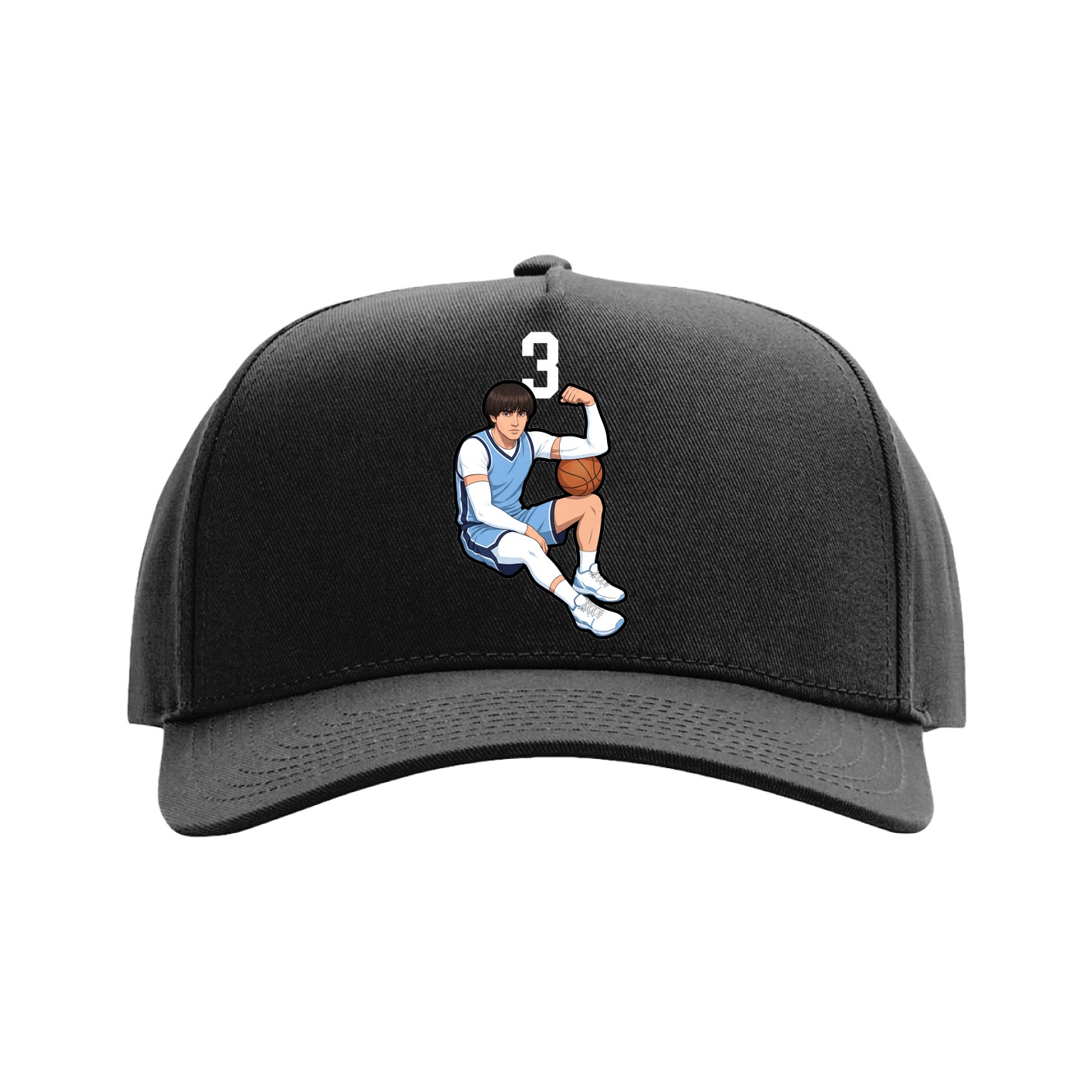 Full Fabric Five-Panel Champ Cap — Number Top in Black