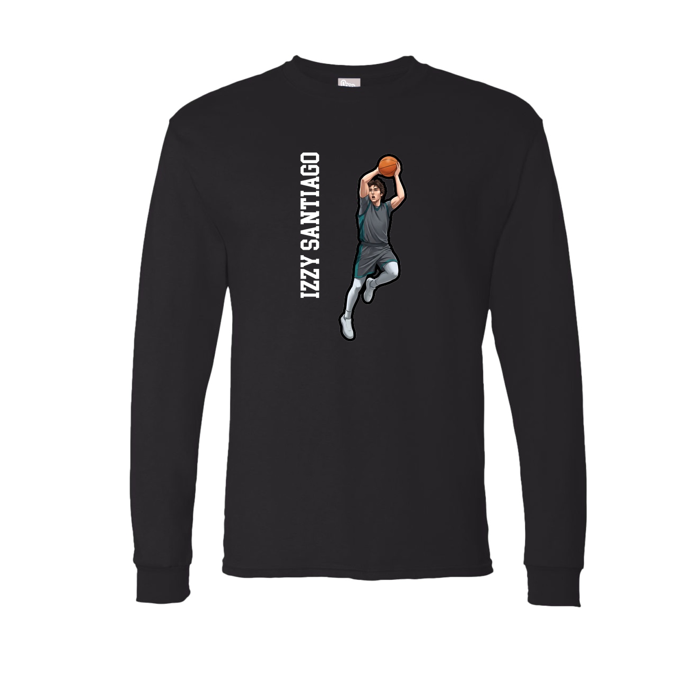 Long Sleeve Tee — Name Vertical in Black