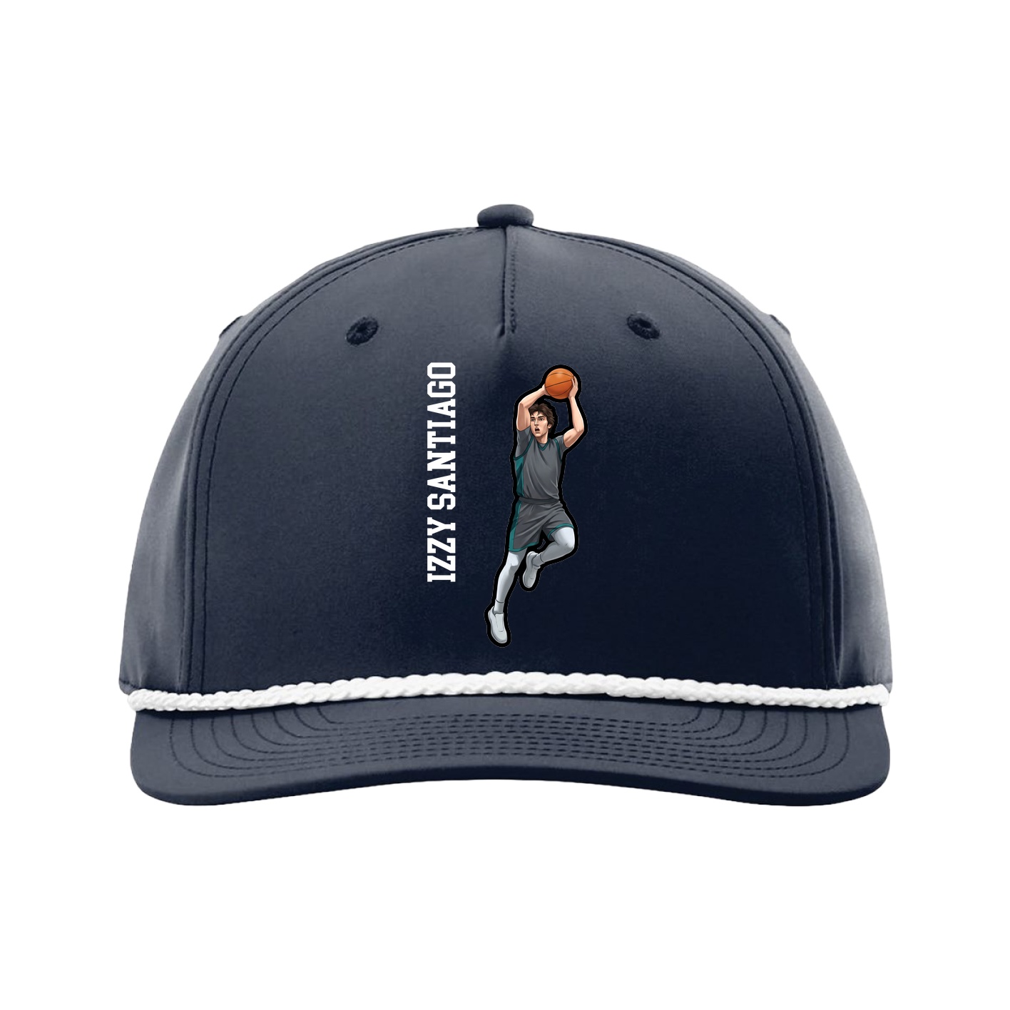 Five-Panel Classic Rope Cap — Name Vertical in Navy