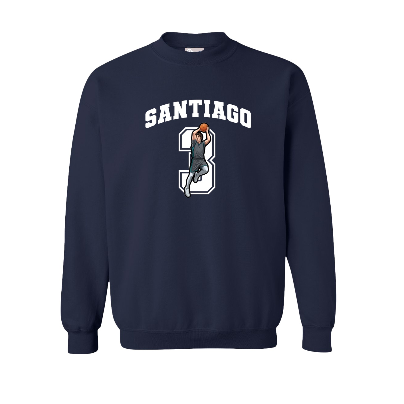 Fleece Crew — Number in Navy