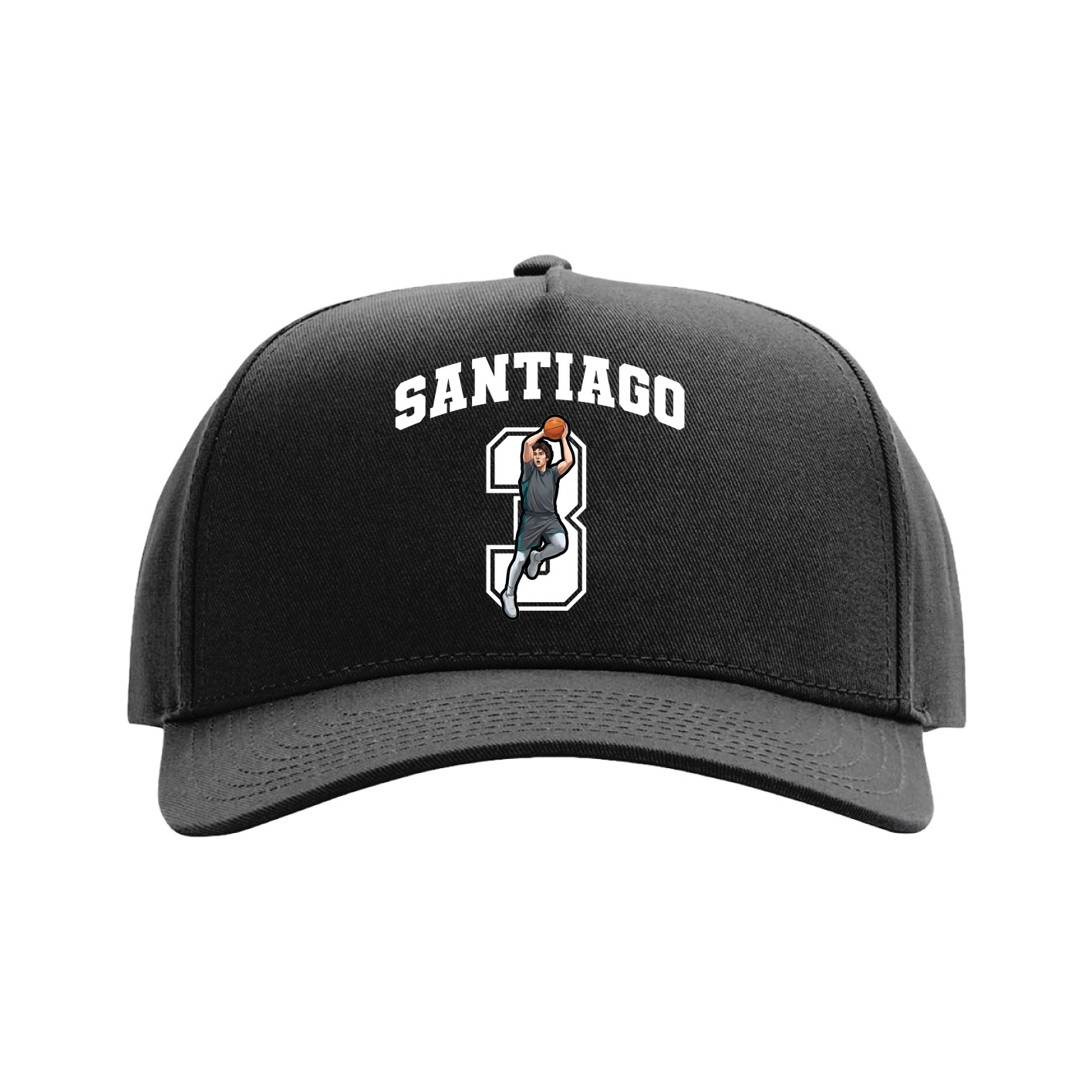 Full Fabric Five-Panel Champ Cap — Number in Black