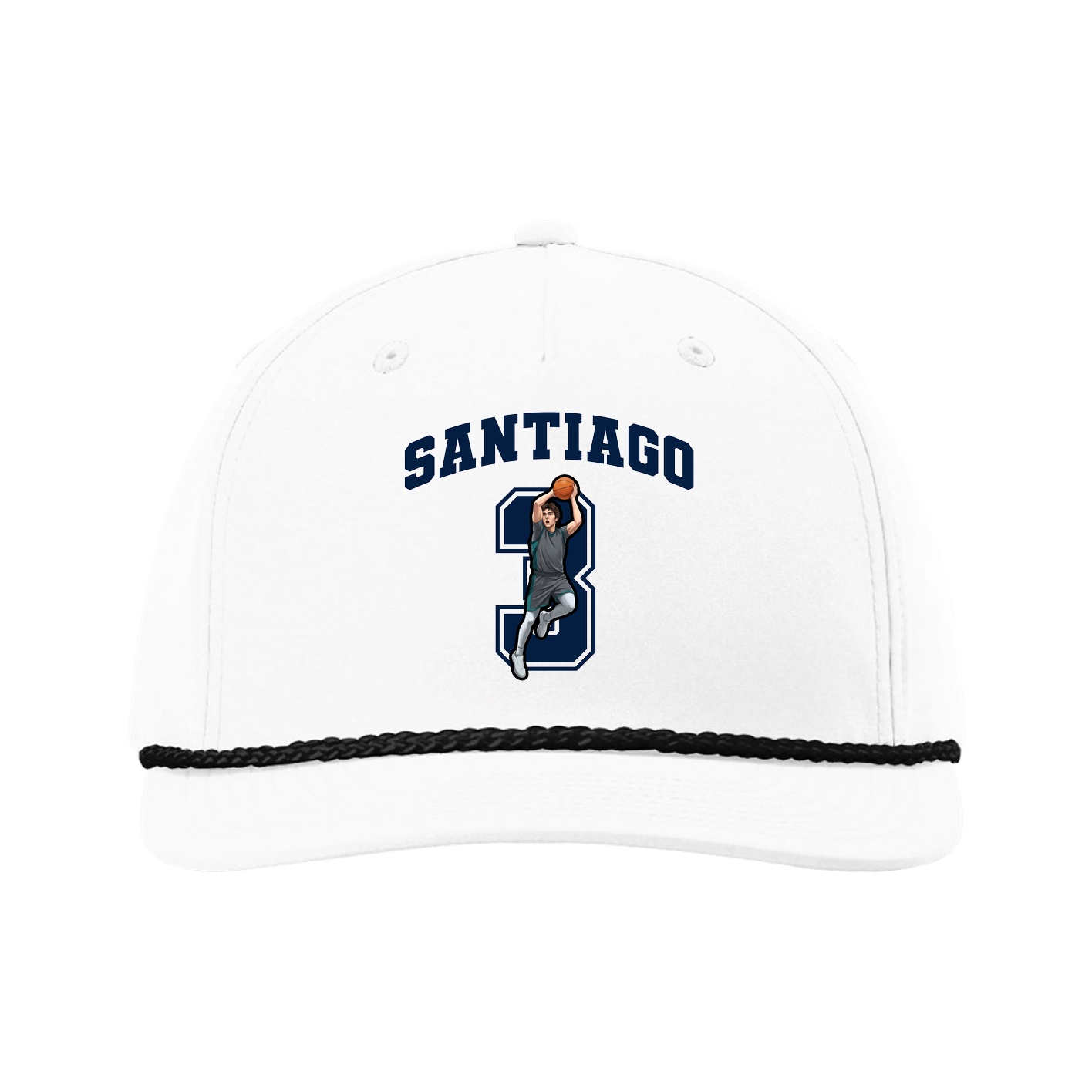 Five-Panel Classic Rope Cap — Number in White