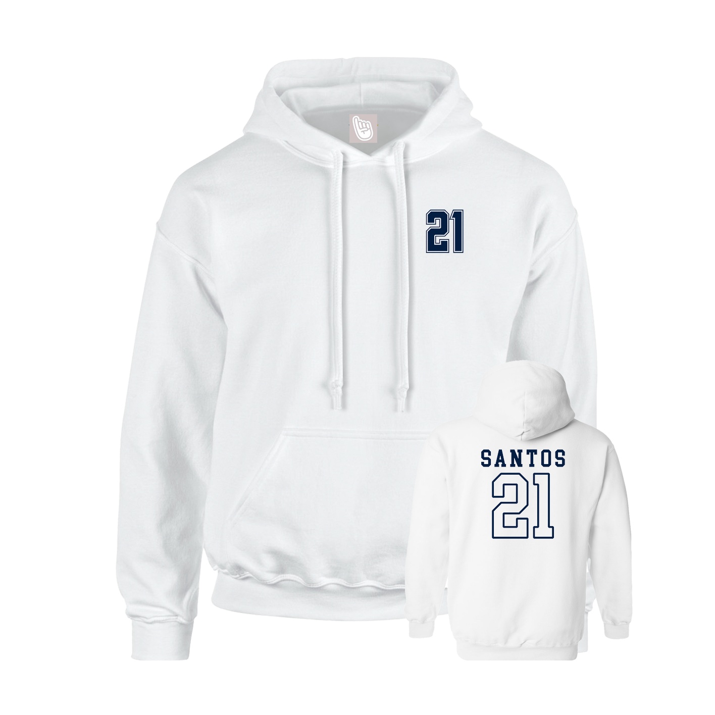 Youth Hoodie — Chest Back in White