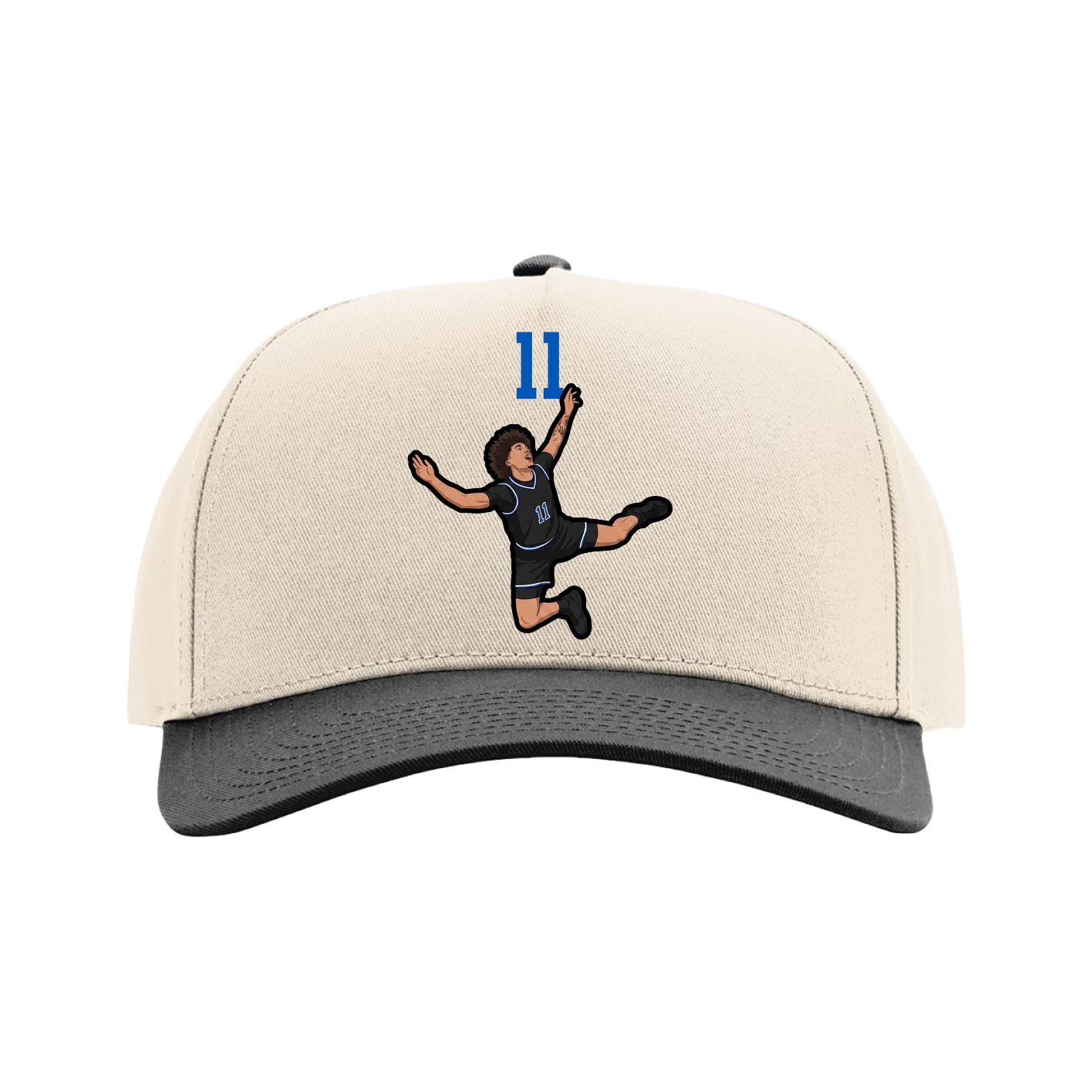 Full Fabric Five-Panel Champ Cap — Number Top in Cream/Black