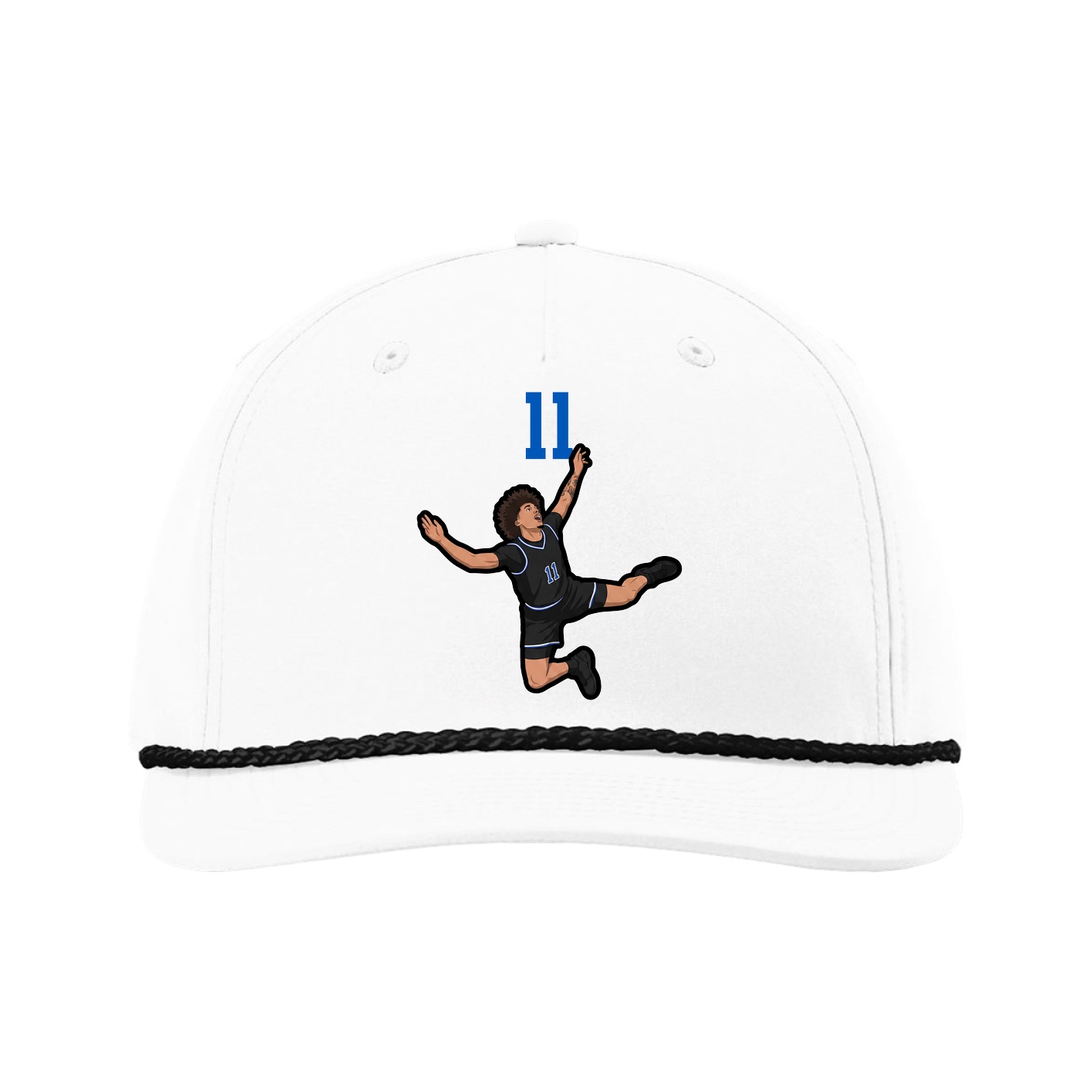 Five-Panel Classic Rope Cap — Number Top in White