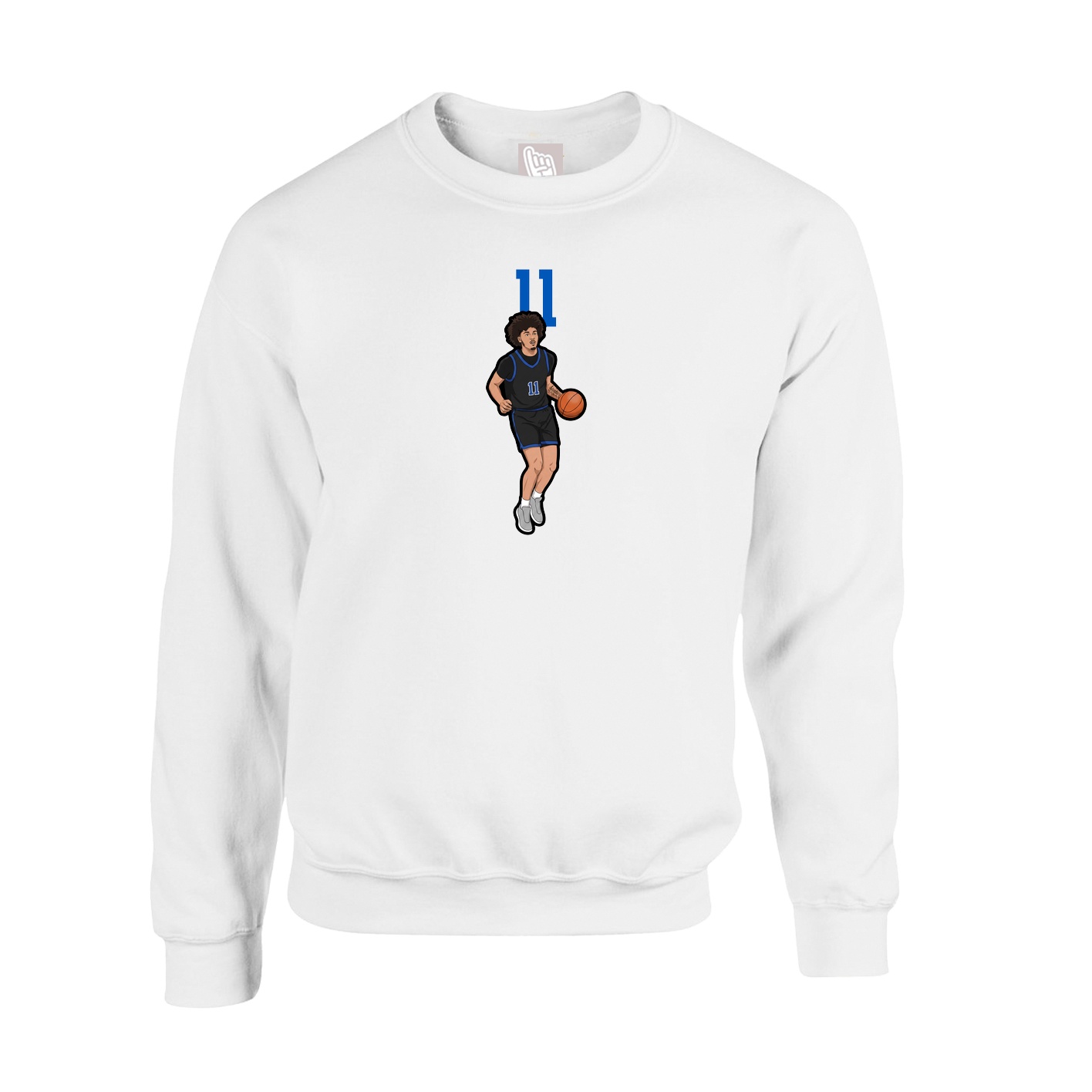 Fleece Crew — Number Top in White