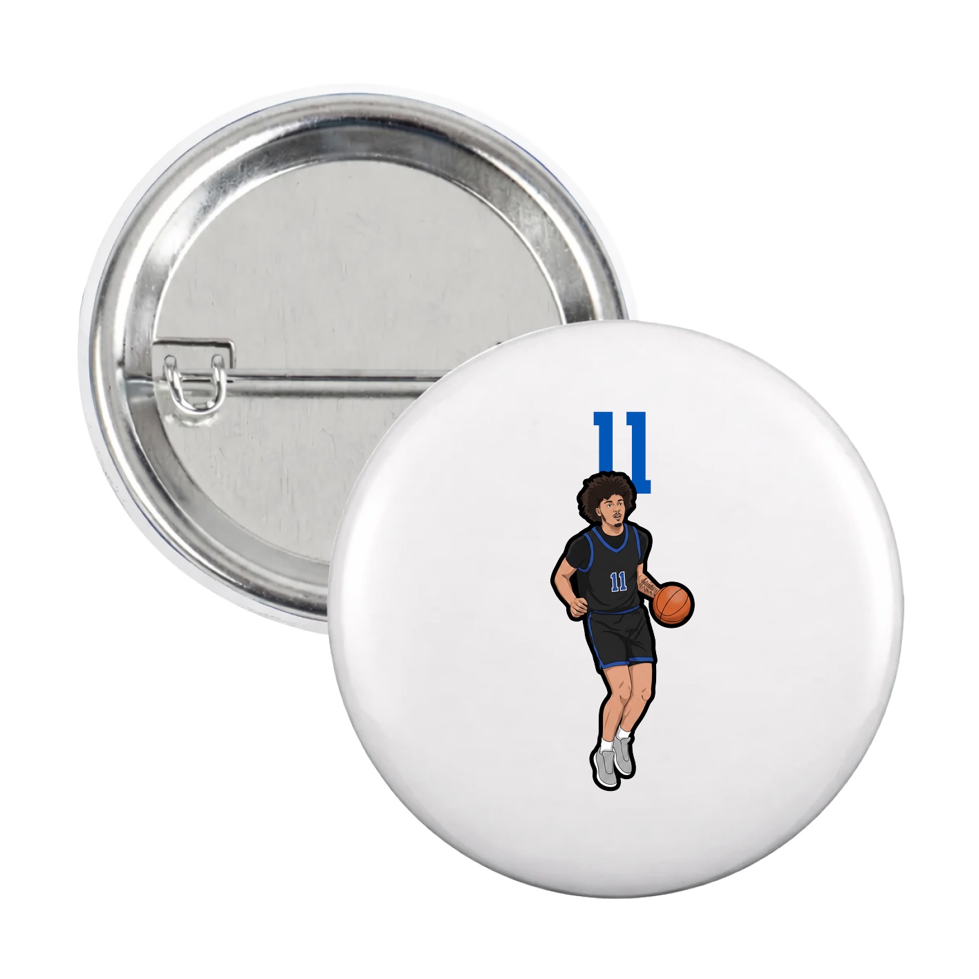 Game Day Button — Number Top in White