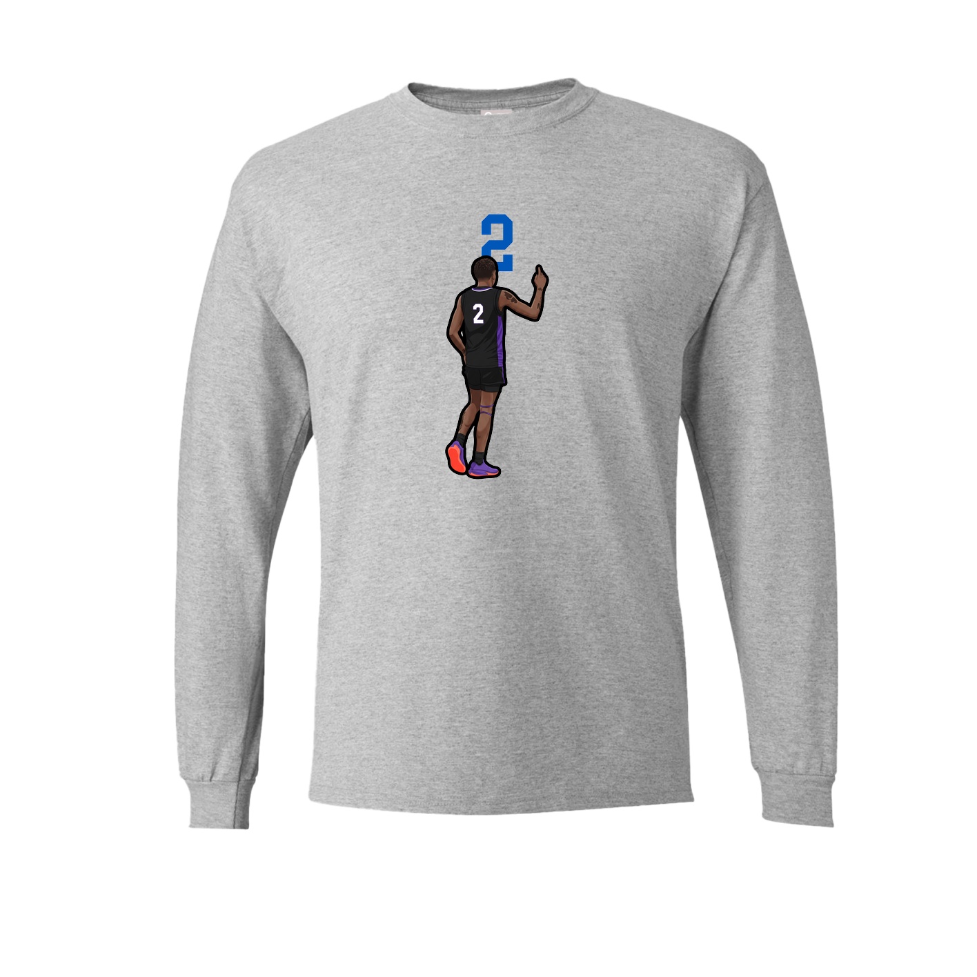 Long Sleeve Tee — Number Top in Grey