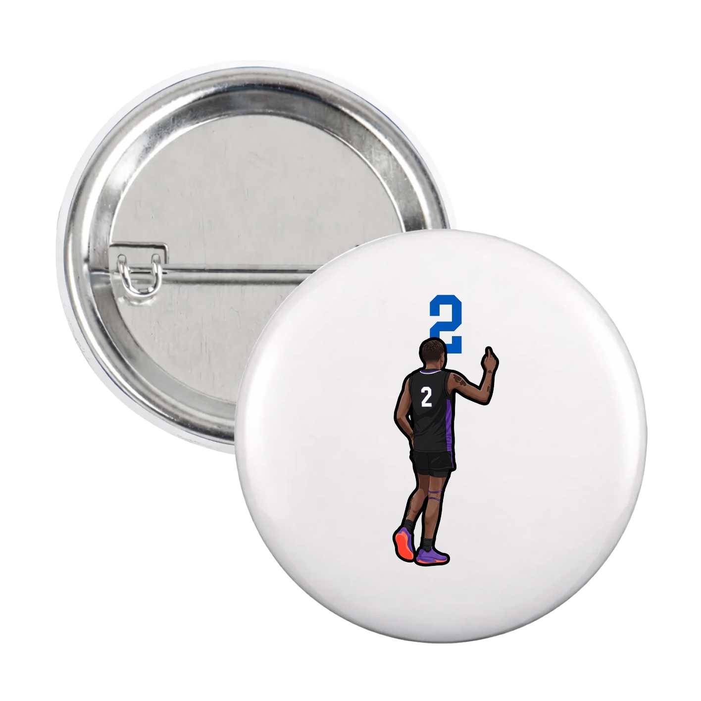 Game Day Button — Number Top in White