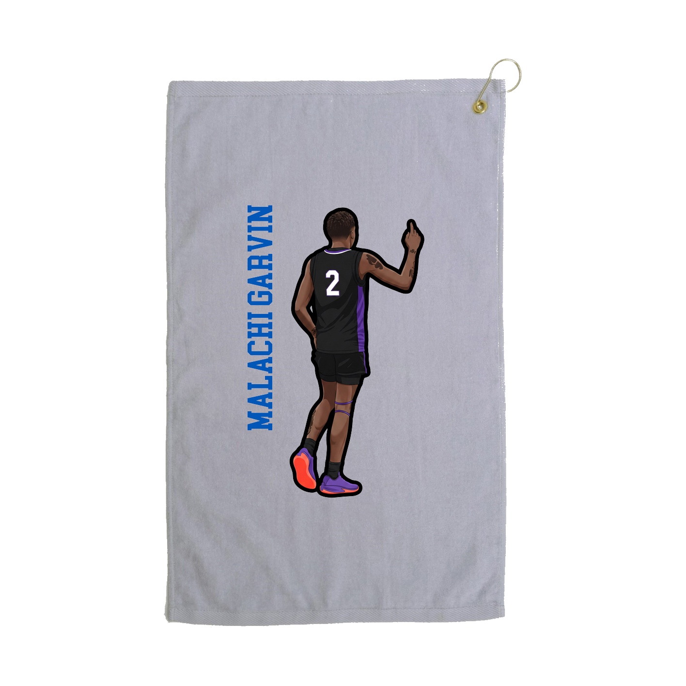 Golf Towel — Name Vertical in Grey
