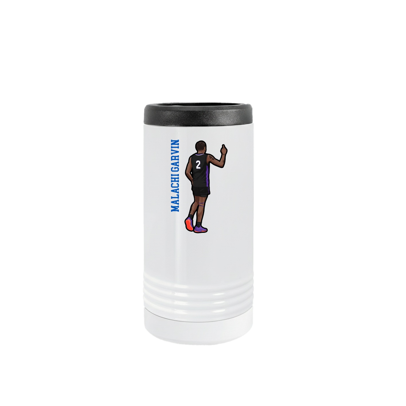 Slim Beverage Holder — Name Vertical in White