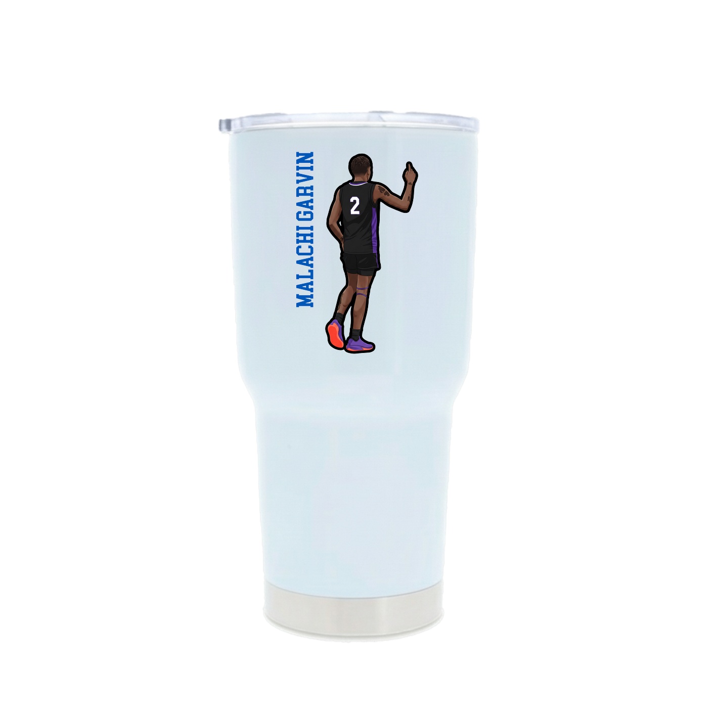 30oz Stainless Steel Tumbler — Name Vertical in White