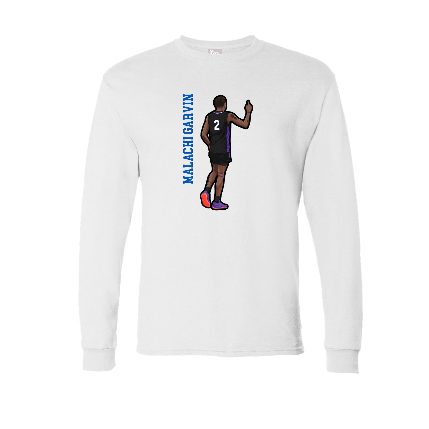 Long Sleeve Tee — Name Vertical in White