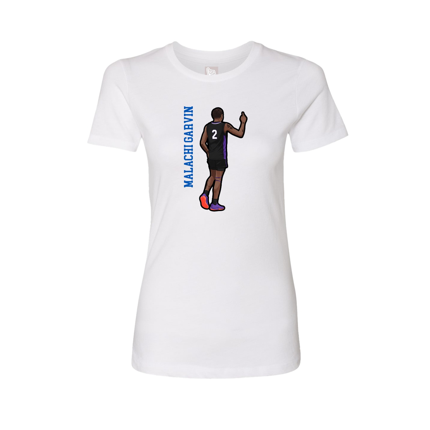Fitted Women's Tee — Name Vertical in White