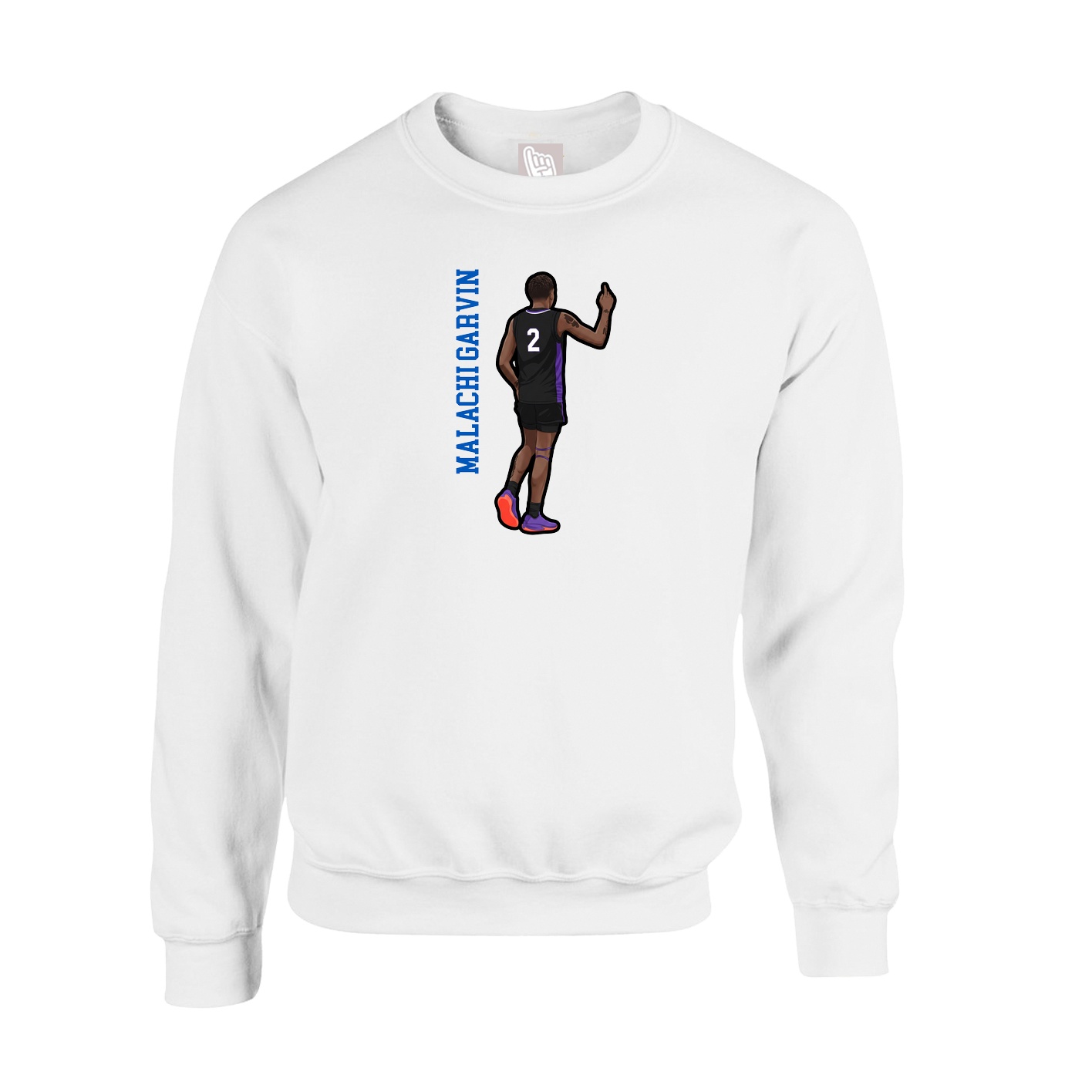 Fleece Crew — Name Vertical in White
