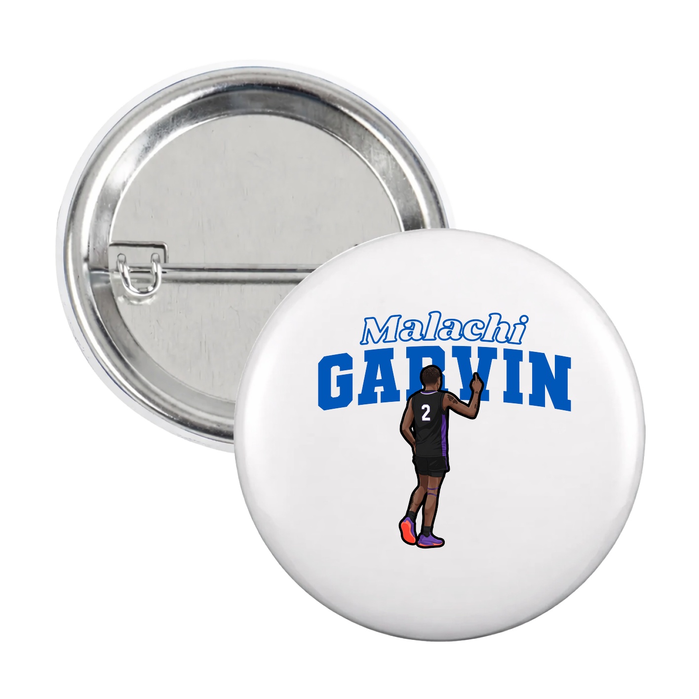 Game Day Button — Name Arch in White