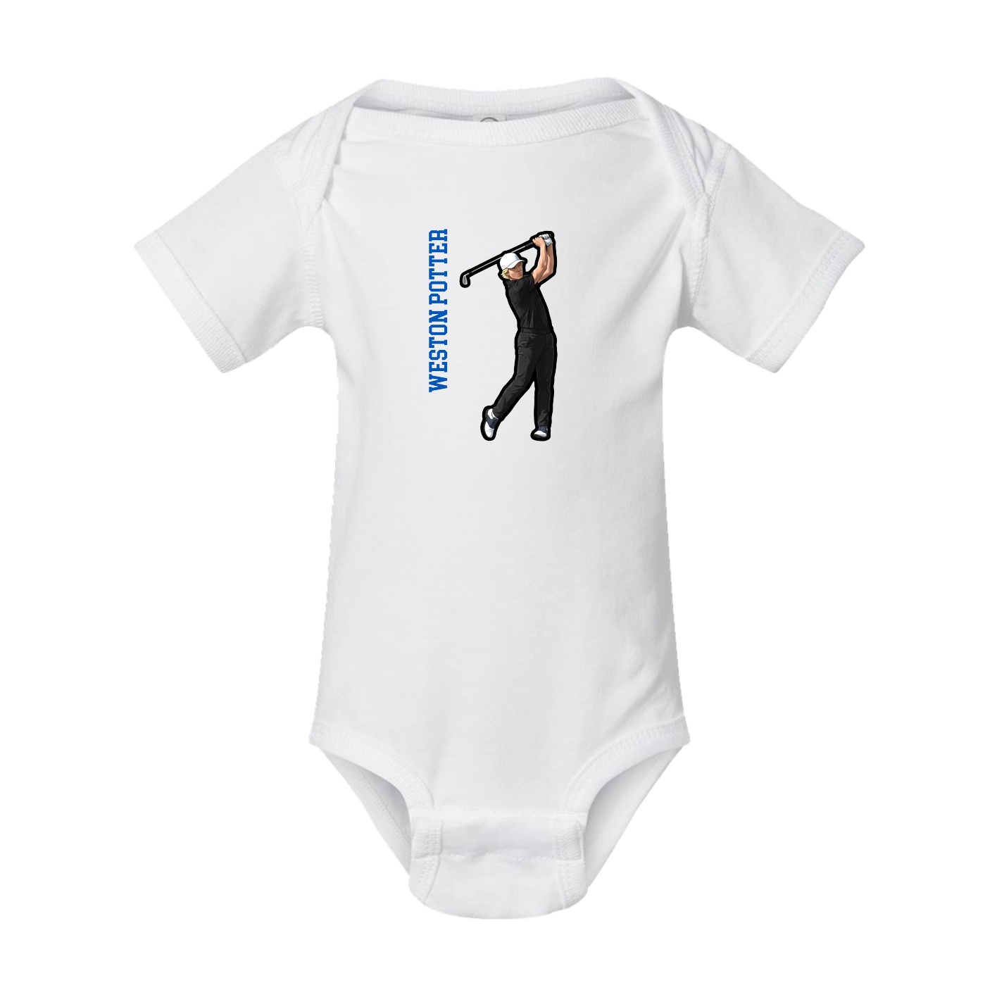 Baby Onesie — Name Vertical in White