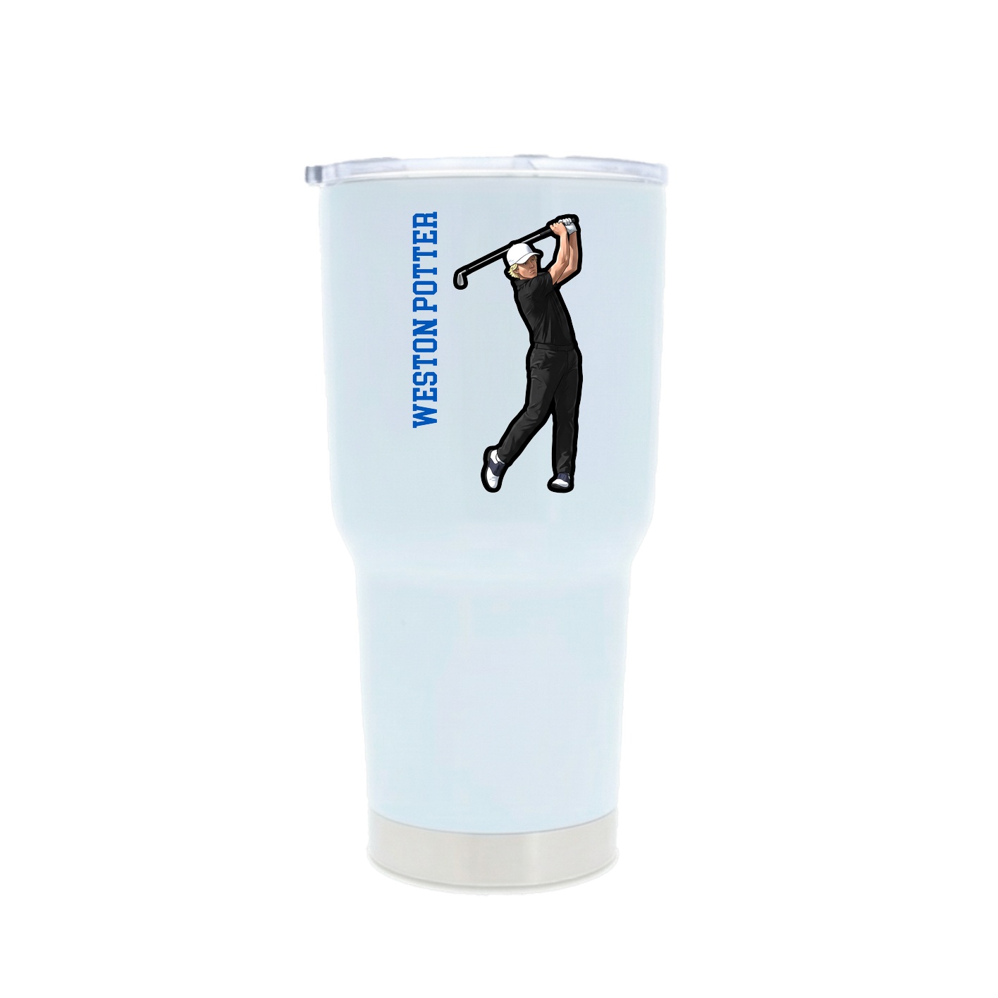 30oz Stainless Steel Tumbler — Name Vertical in White