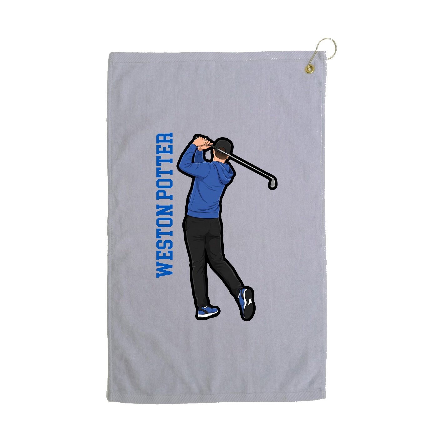 Golf Towel — Name Vertical in Grey