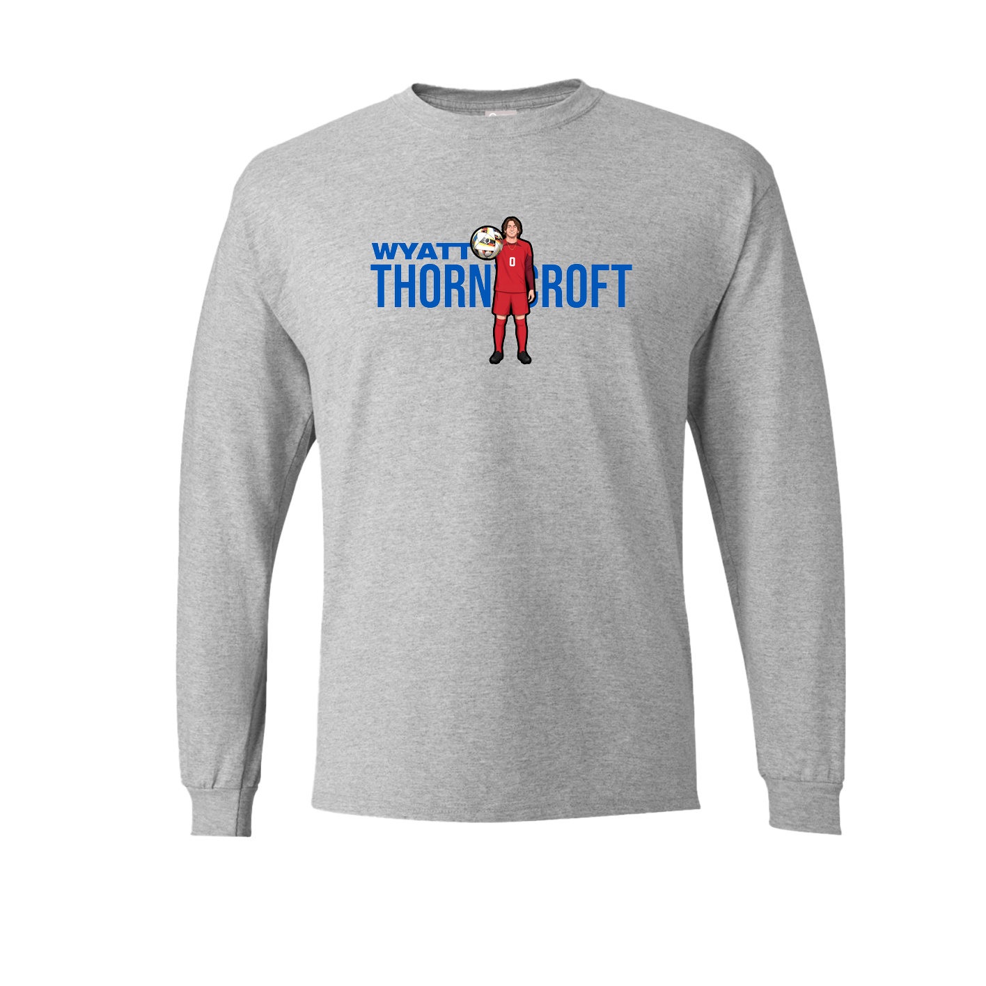 Long Sleeve Tee — Player Name in Grey