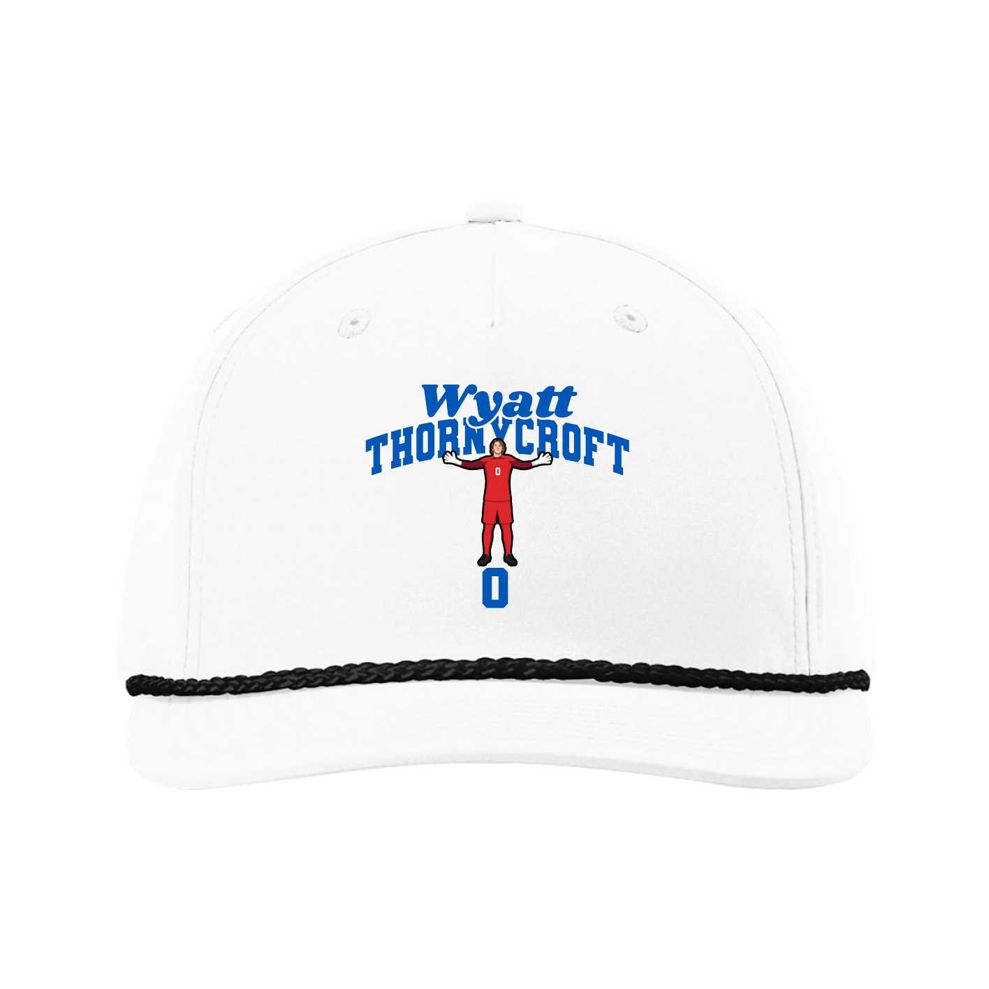 Five-Panel Classic Rope Cap — Signature Arch in White