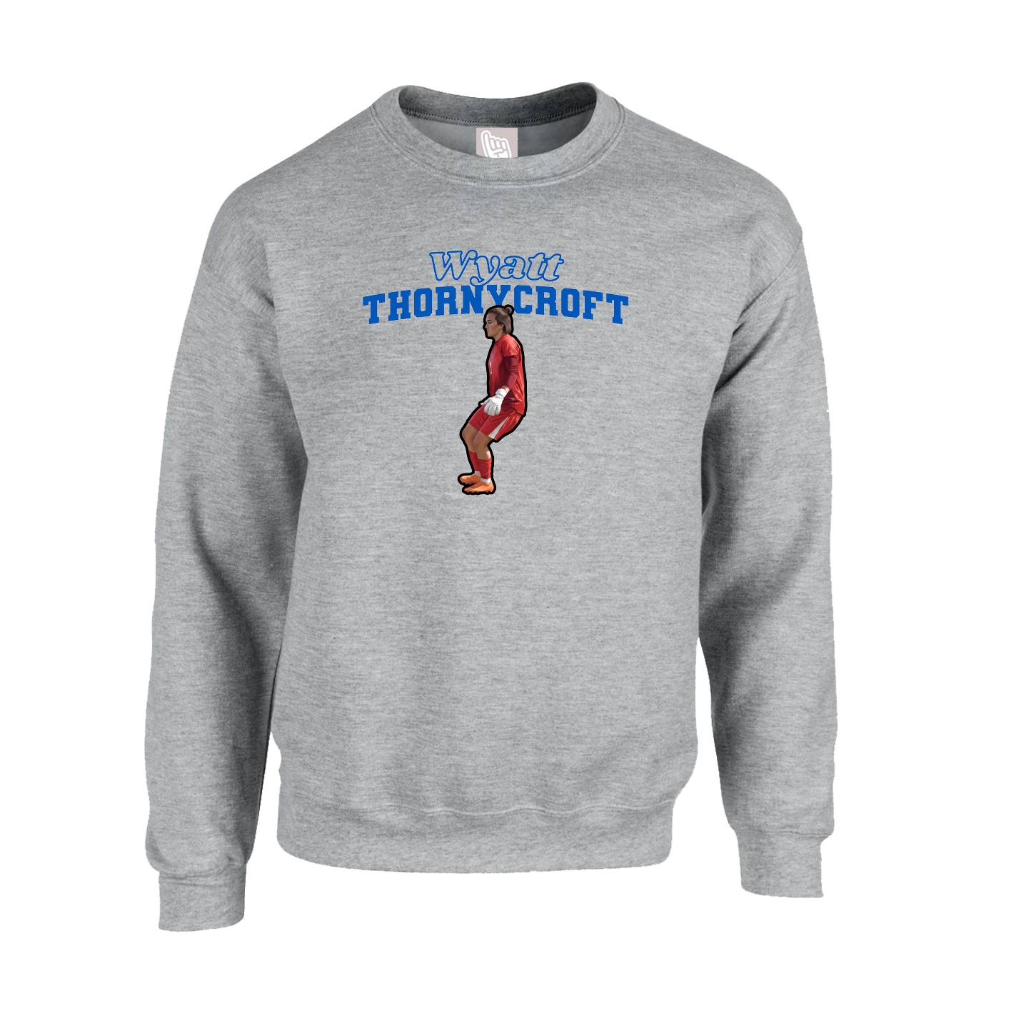 Fleece Crew — Name Arch in Grey
