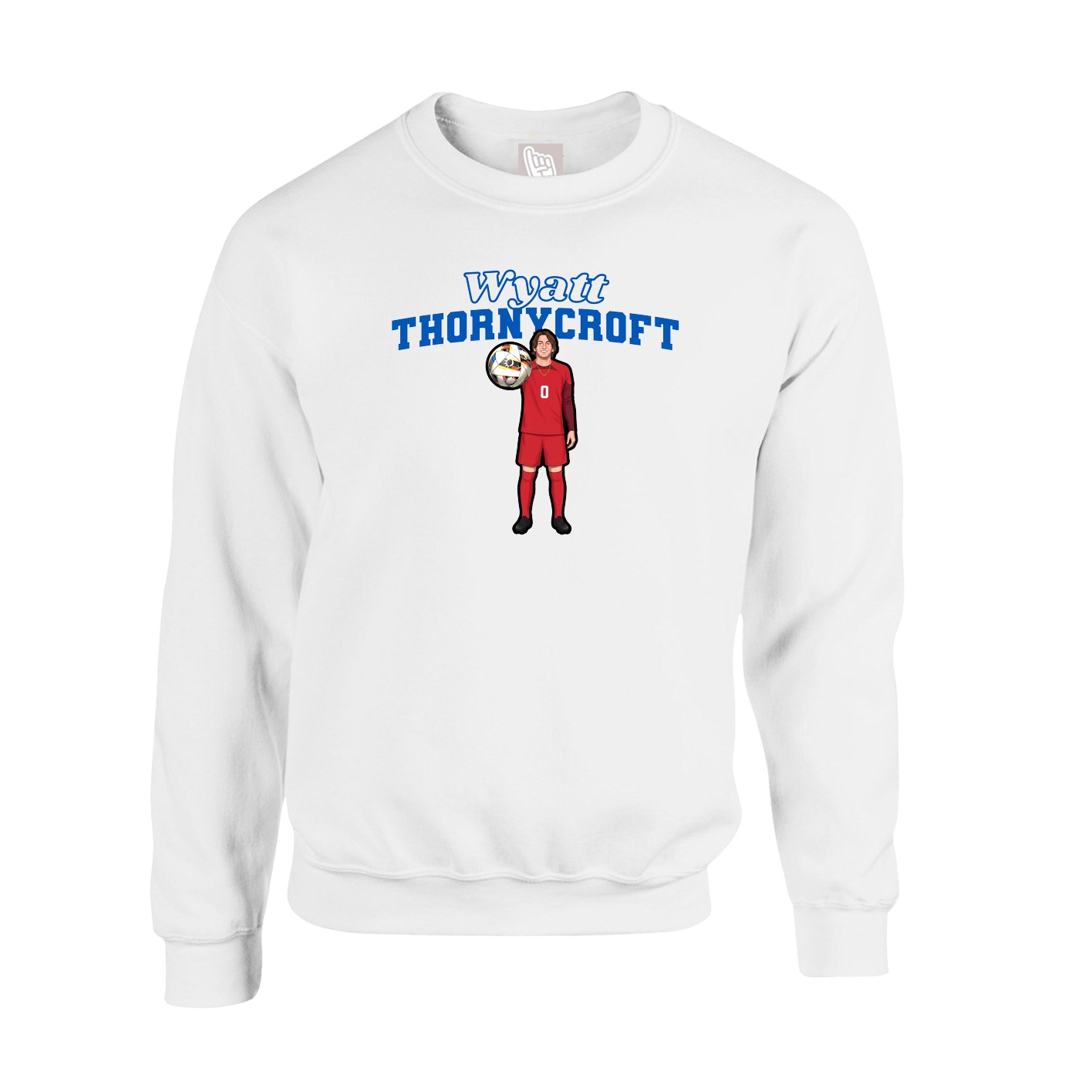 Fleece Crew — Name Arch in White