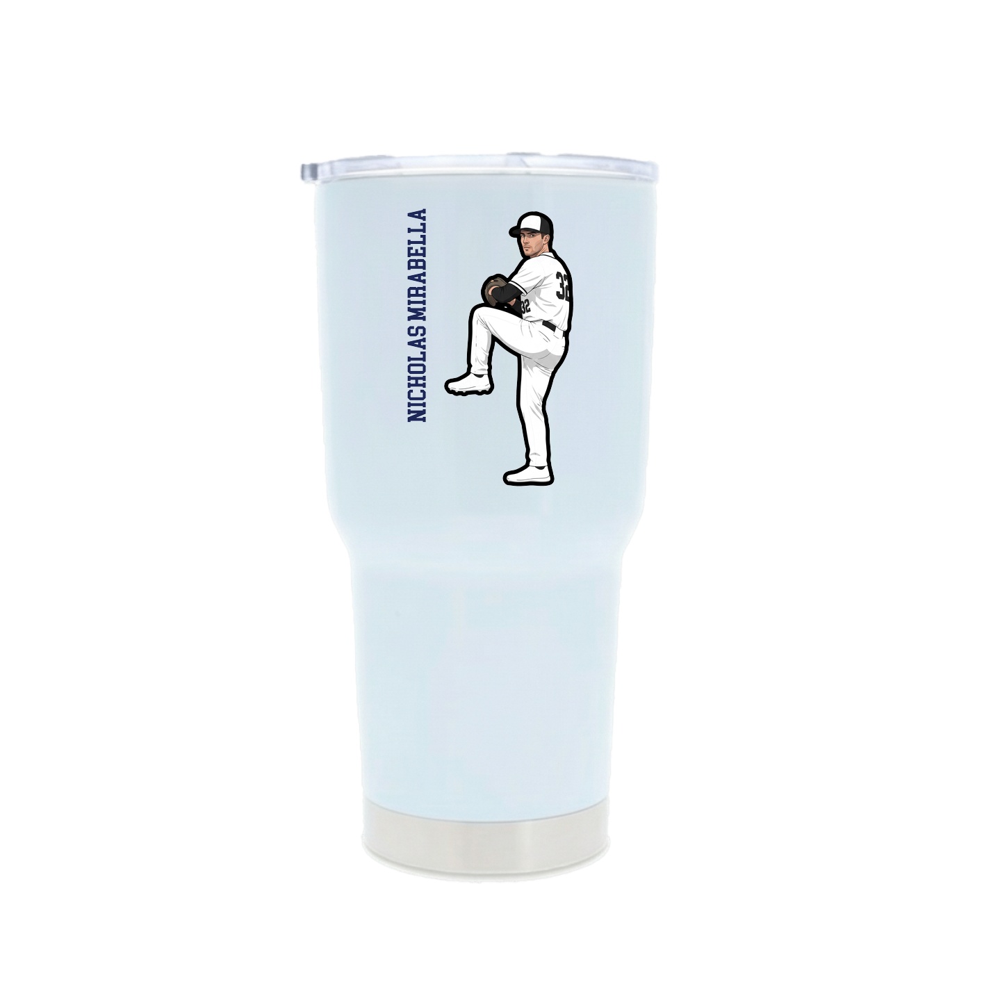 30oz Stainless Steel Tumbler — Name Vertical in White