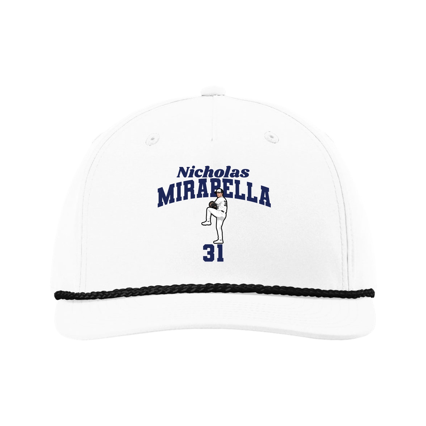Five-Panel Classic Rope Cap — Signature Arch in White