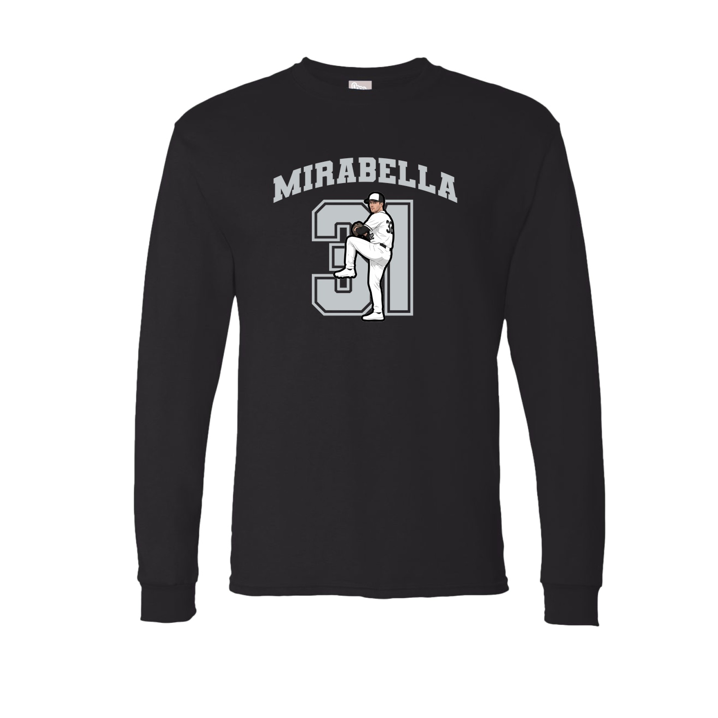 Long Sleeve Tee — Number in Black