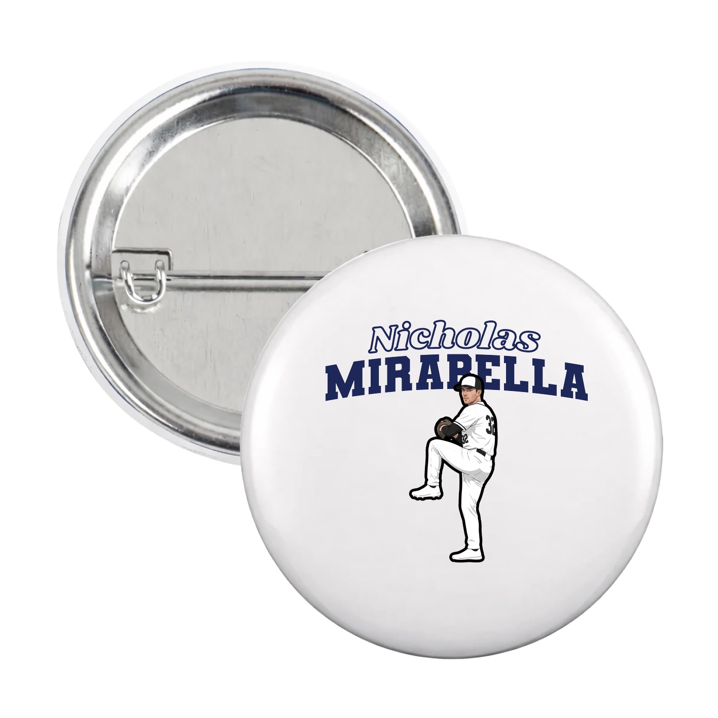 Game Day Button — Name Arch in White