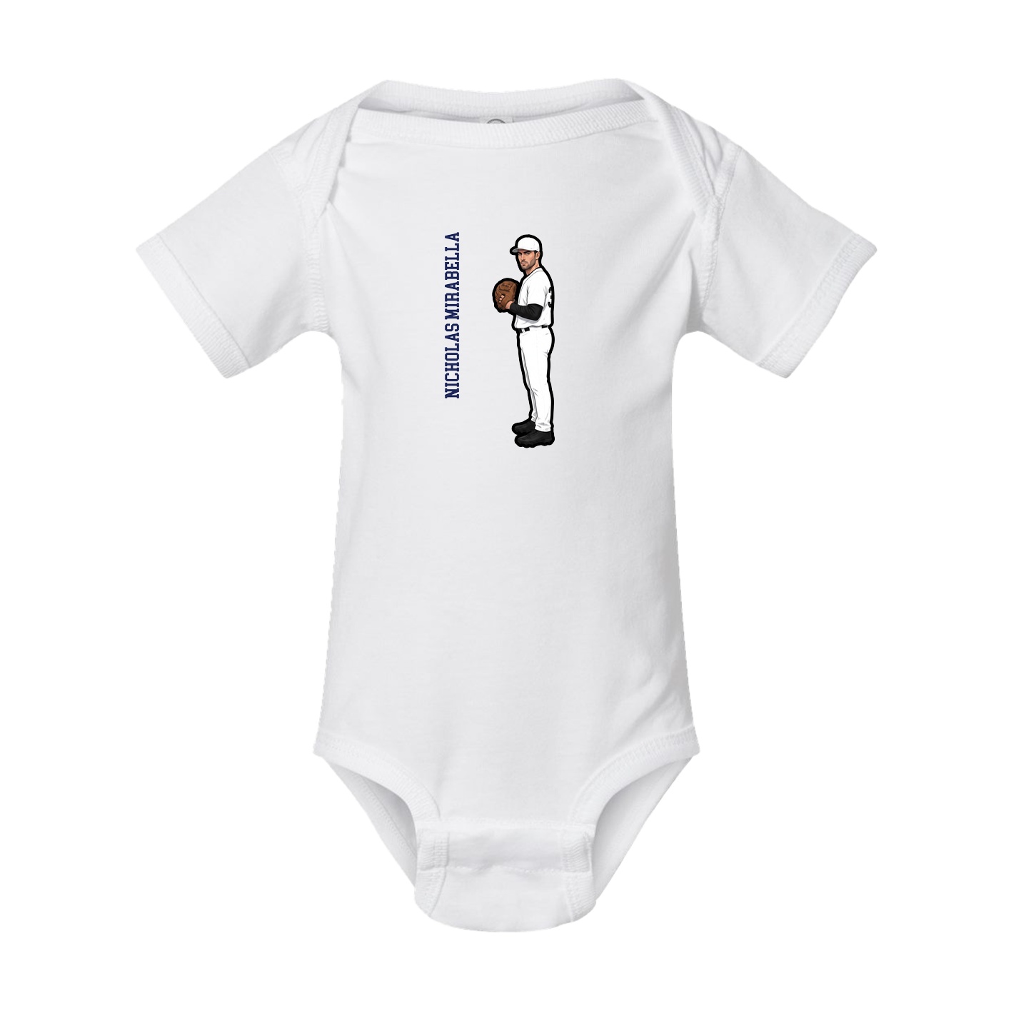 Baby Onesie — Name Vertical in White