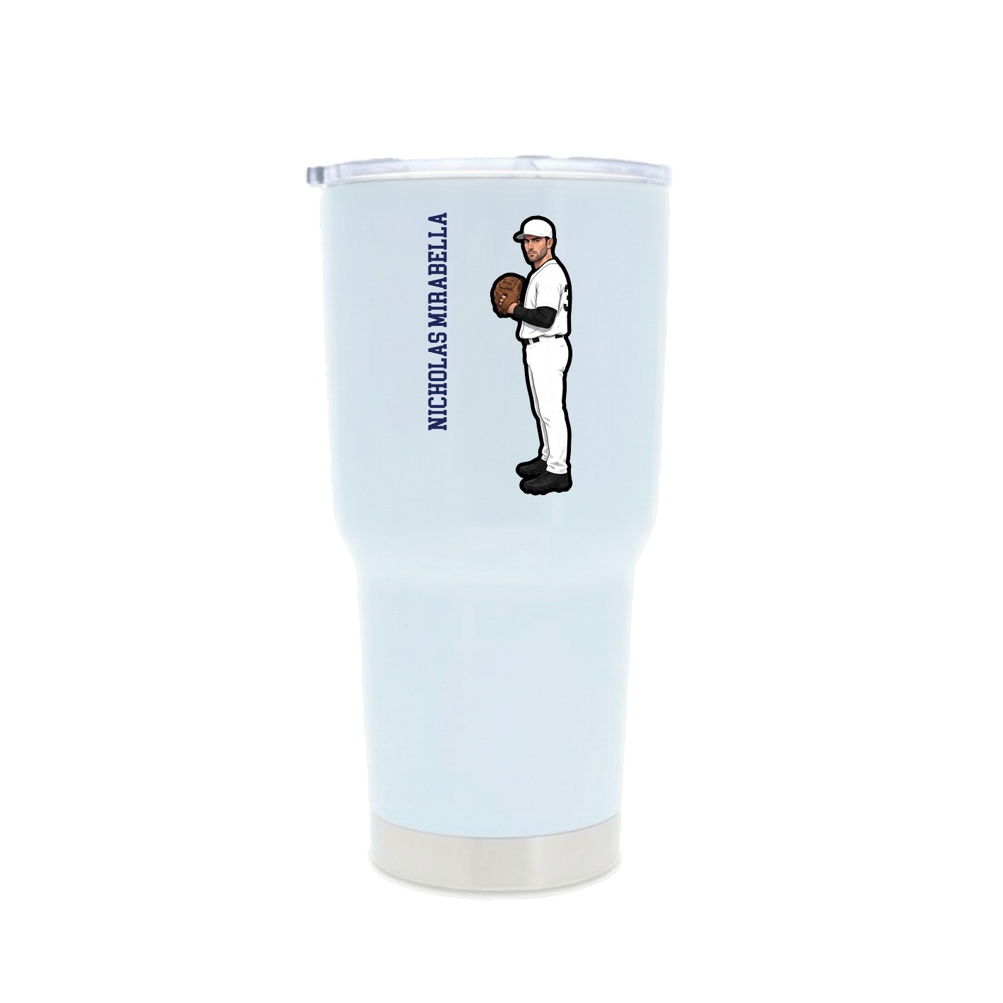 30oz Stainless Steel Tumbler — Name Vertical in White