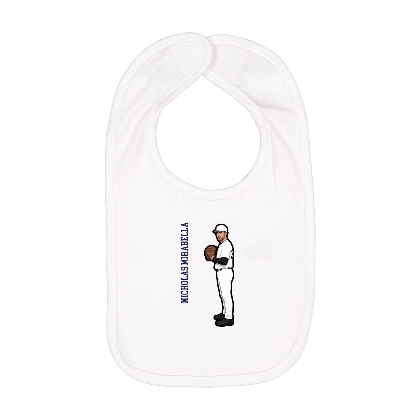 Infant Bib — Name Vertical in White