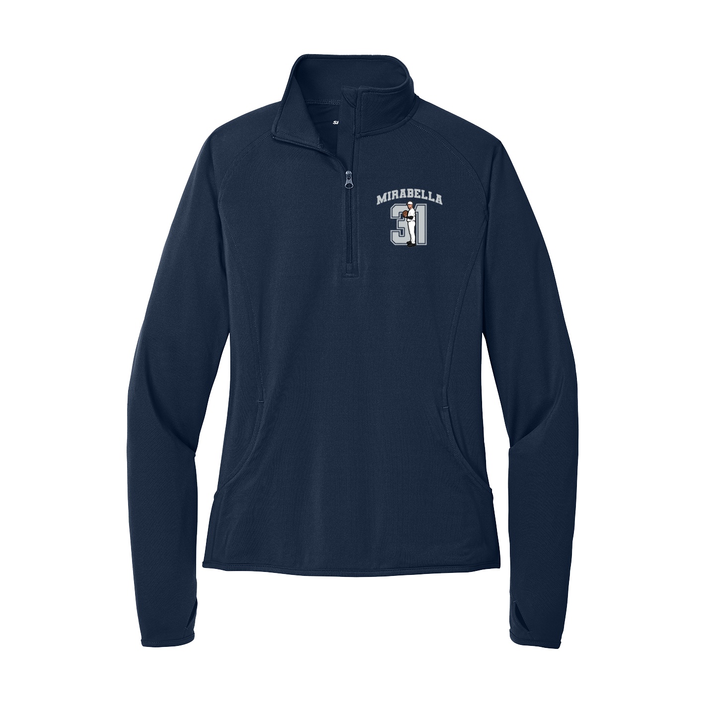 Women's Q-Zip Pullover — Number in Navy