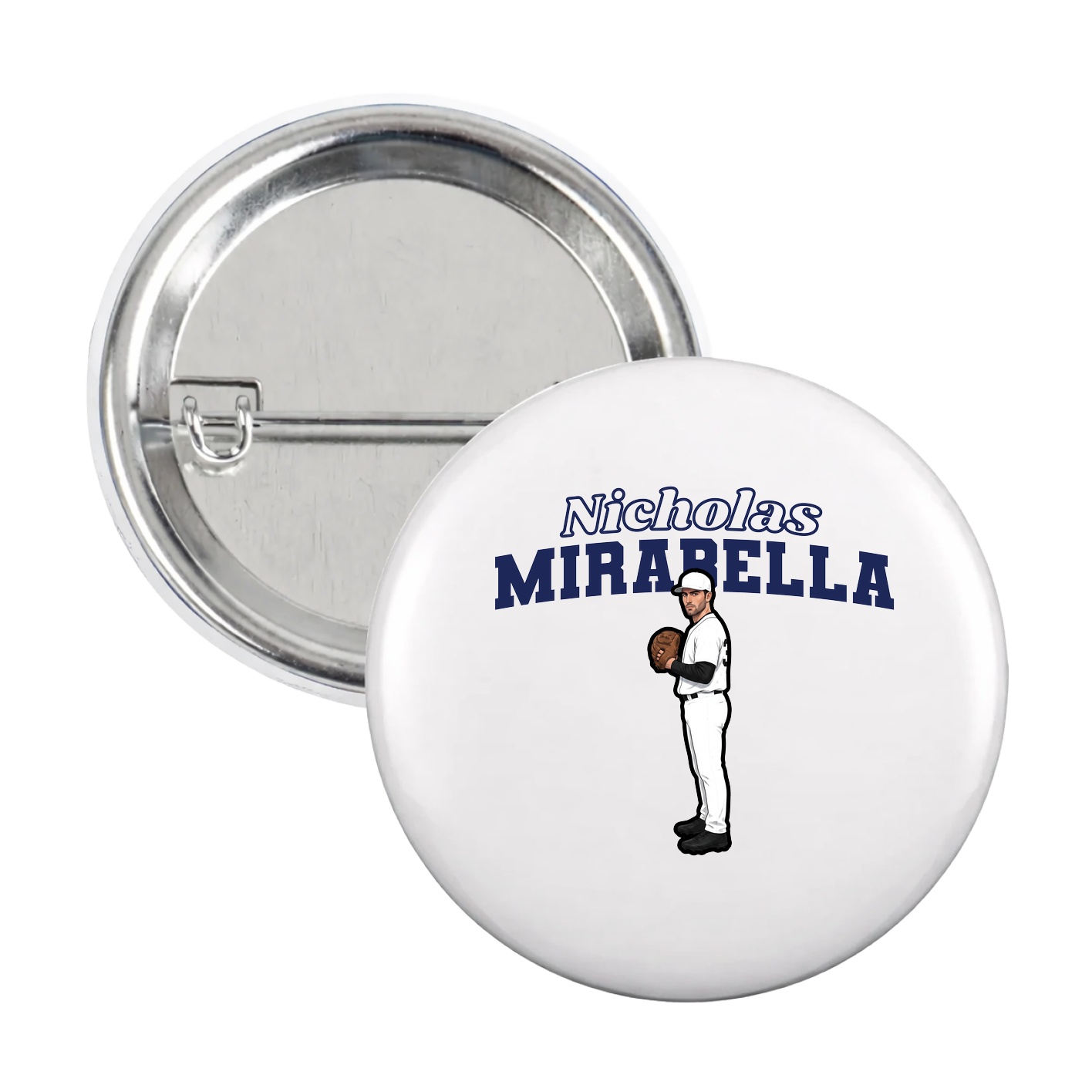 Game Day Button — Name Arch in White