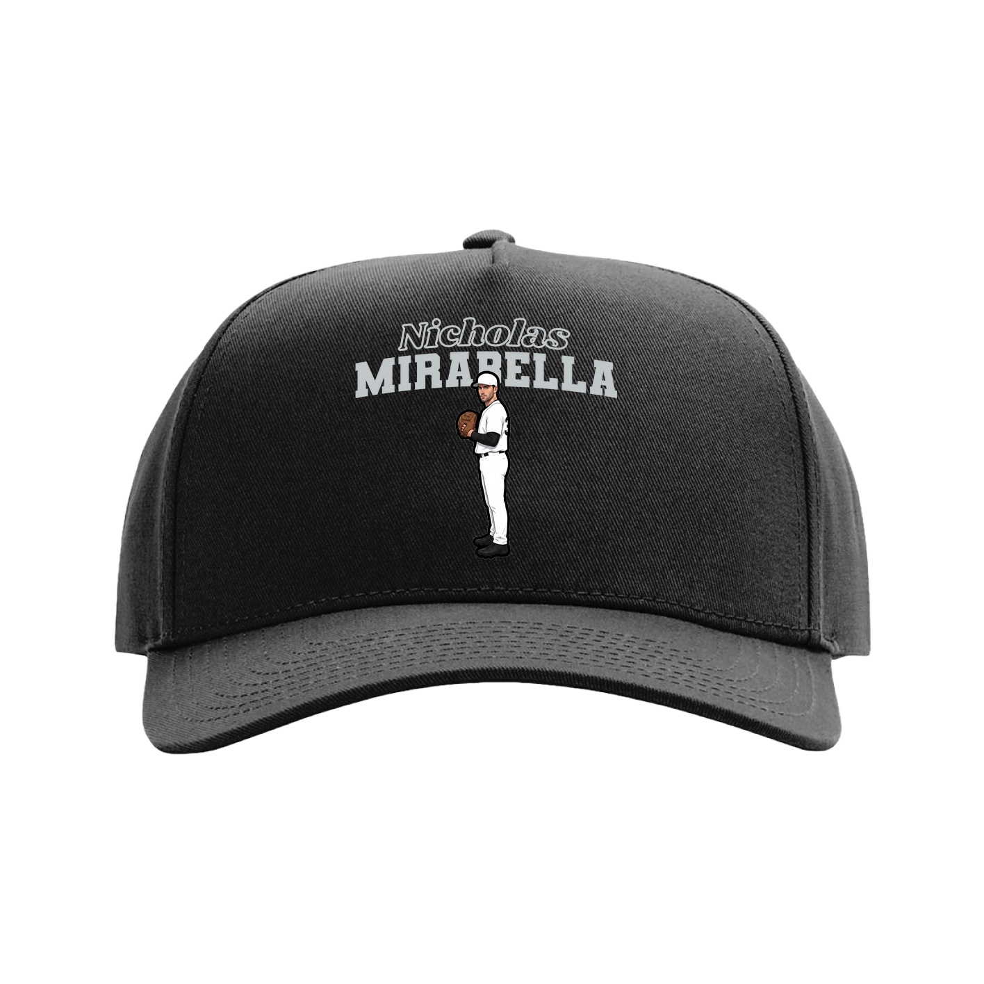 Full Fabric Five-Panel Champ Cap — Name Arch in Black