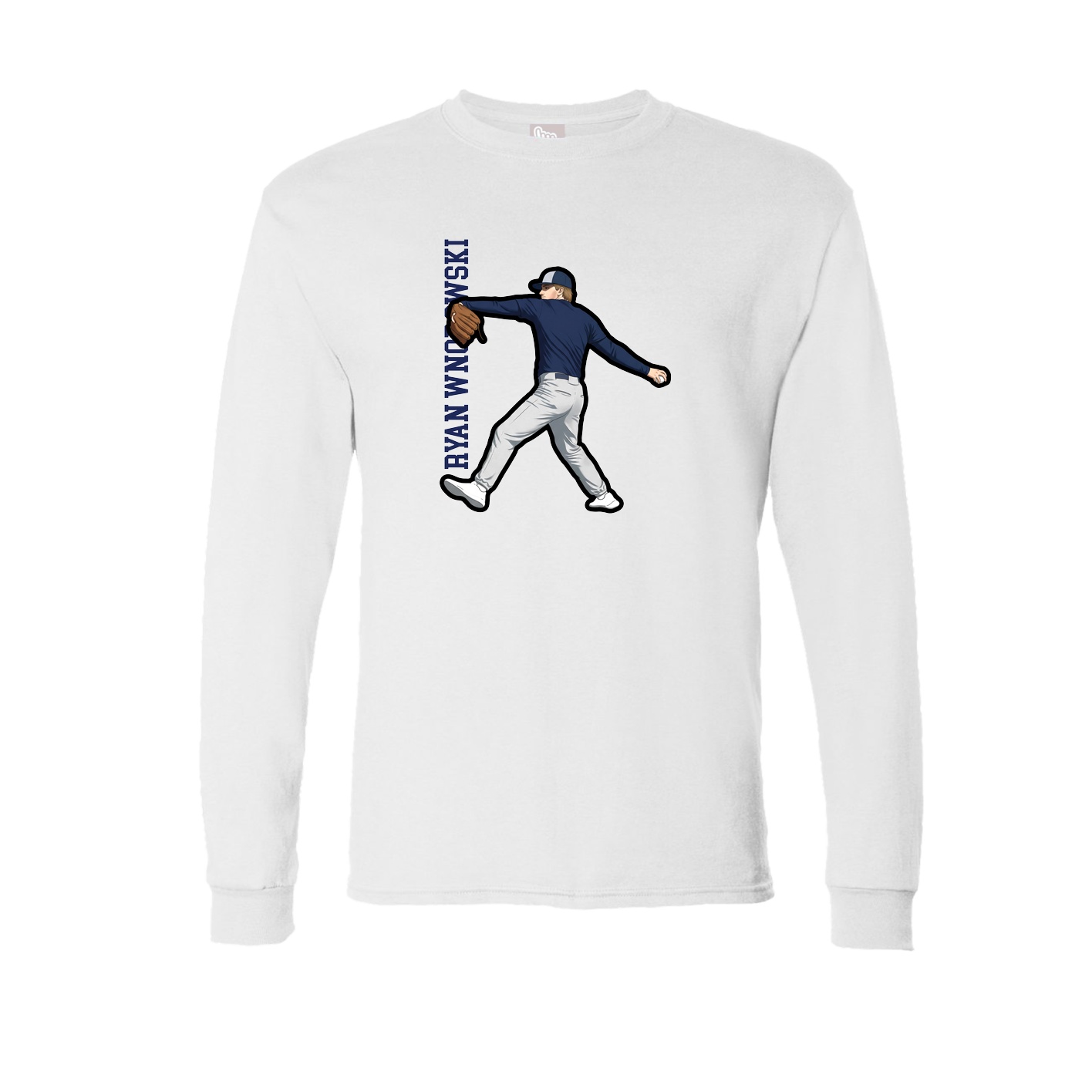 Long Sleeve Tee — Name Vertical in White