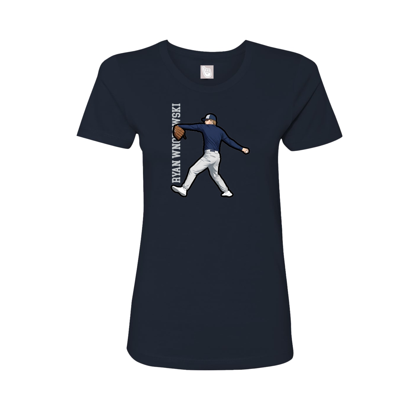 Fitted Women's Tee — Name Vertical in Navy