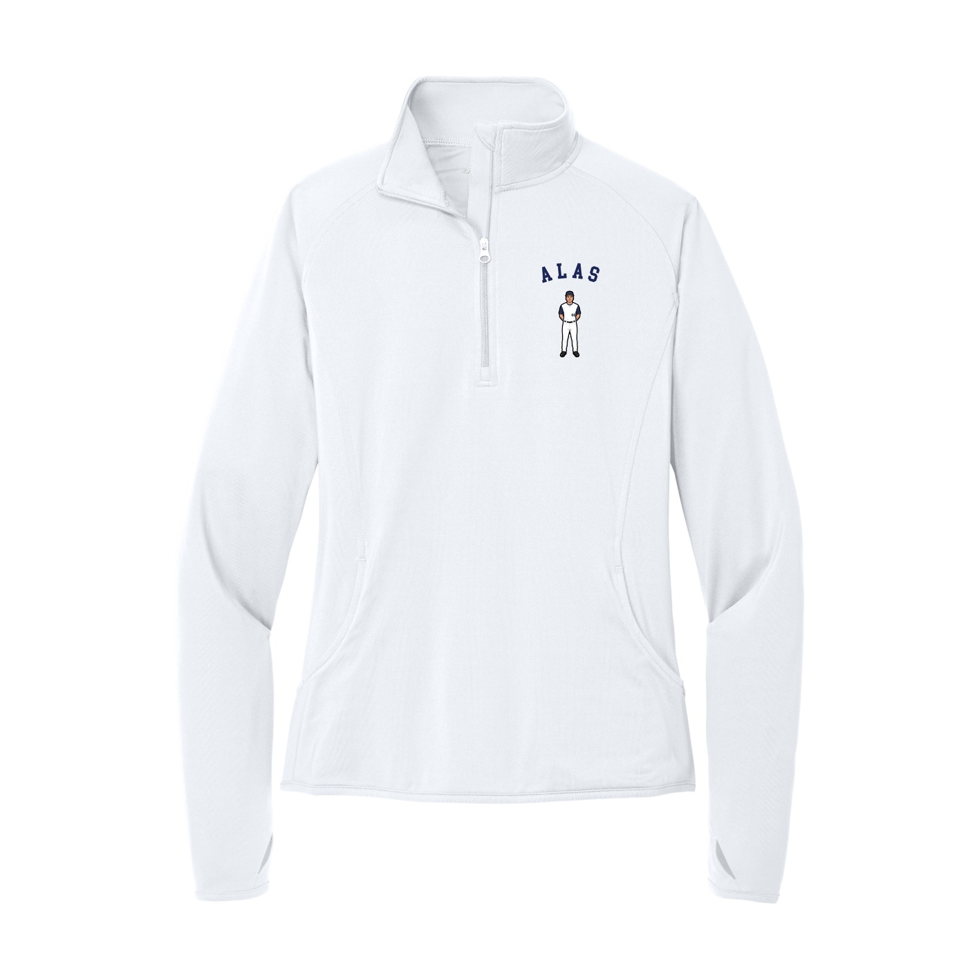 Women's Q-Zip Pullover — Shirsey Arch in White